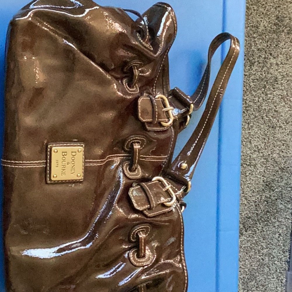 Dooney & Bourke Brown Shoulder Bag with Glossy Finish